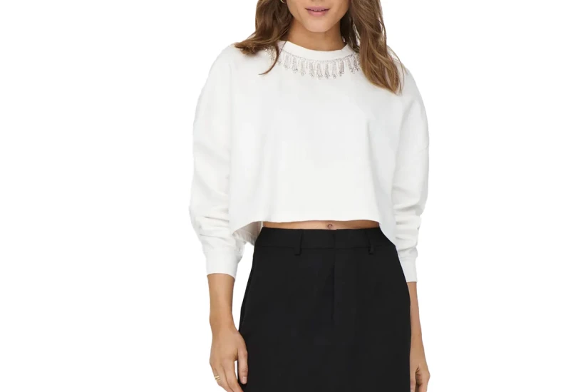 Only Onlrhine L-S Bling O-Neck Swt Crop Top Μακρυμάνικο Γυναικείο