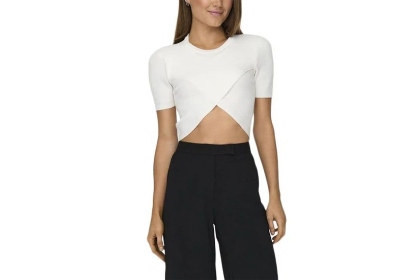 Only Kai Γυναικεία Κοντομάνικη Crop Top Μπλούζα Λευκή