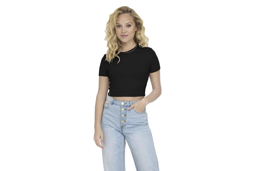 Only Betty Γυναικείο Κοντομάνικο Cropped T-Shirt Μαύρο