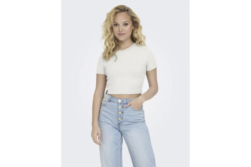 Only Betty Γυναικείο Κοντομάνικο Cropped T-Shirt Λευκό