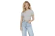 Only Betty Γυναικείο Κοντομάνικο Cropped T-Shirt Γκρι