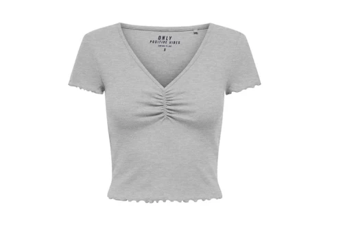 Only Onlbetty S-S  Top Κοντομάνικο Γυναικείο (15311919 LIGHT GREY-MELANGE)