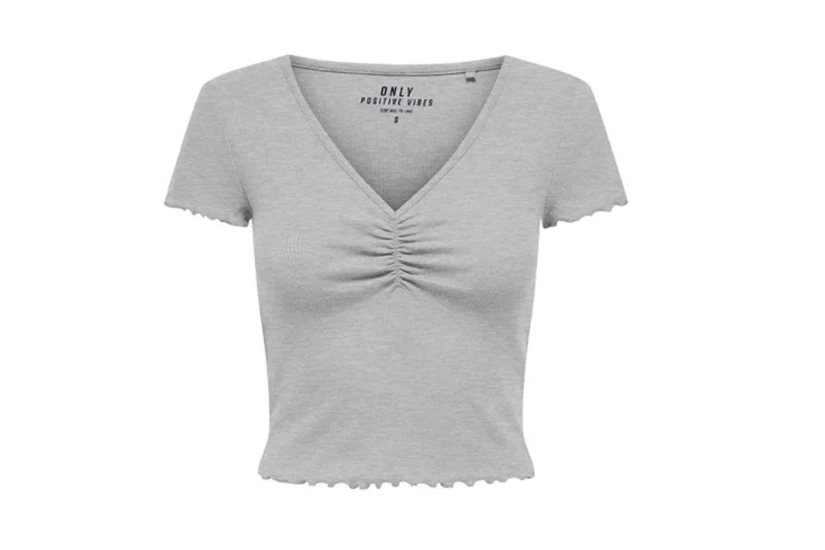 Only Βetty Γυναικείο Κοντομάνικο T-Shirt Γκρι
