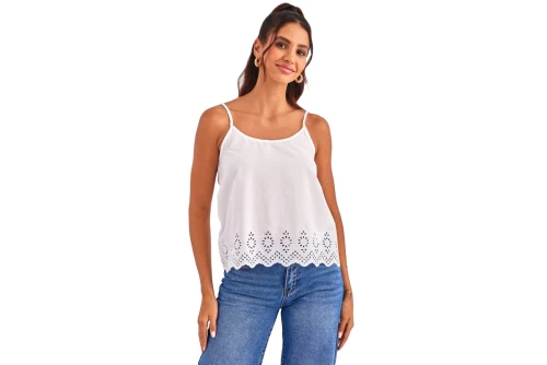 Only Onllou Life Emb Singlet Ptm Μπλούζα Αμάνικη Γυναικεία (15313172 BRIGHT WHITE)