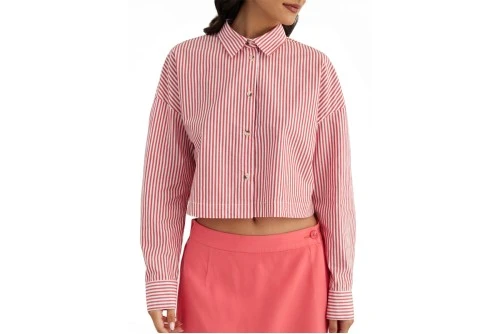 Only Onlcarda Nina Crop Πουκάμισο Μακρυμάνικο Γυναικείο (15314331 WHITE-FLAME SCAR)