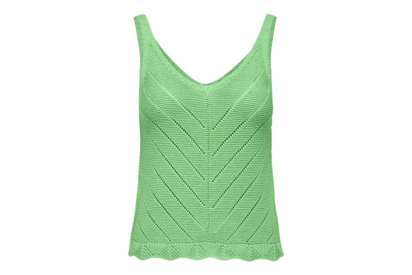 Only Onlroselia V-Neck Γυναικεία Πλεκτή Αμάνικη Μπλούζα Πράσινη