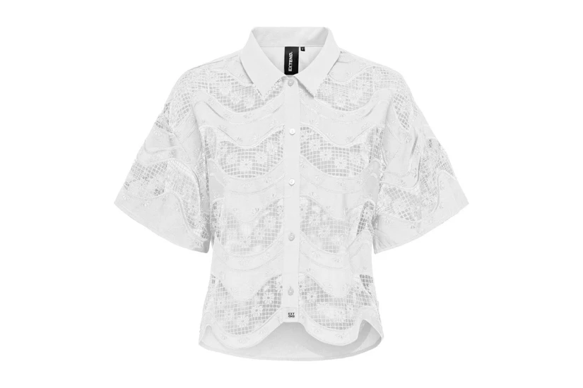 Only Suko Life Lace Γυναικείο Κοντομάνικο Πουκάμισο Λευκό