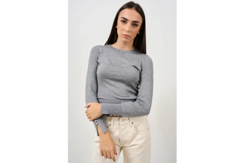 Only Onlvenice Life Ls Button Μπλούζα Με Λαιμόκοψη Γυναικεία (15331686 LIGHT GREY-MEL)