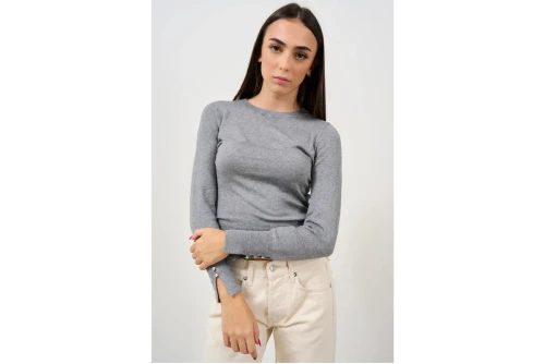 Only Onlvenice Life Ls Button Μπλούζα Με Λαιμόκοψη Γυναικεία (15331686 LIGHT GREY-MEL)