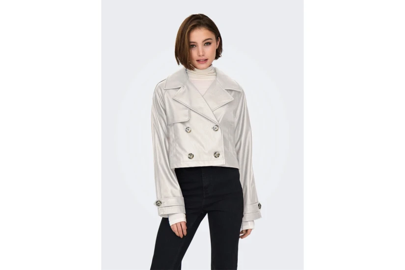 Only Lamia Faux Leather Γυναικείο Μπουφάν Εκρού