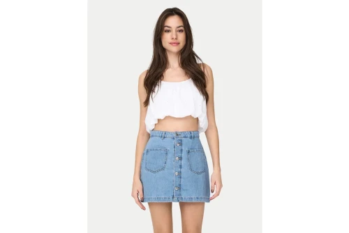 Only Onllou Life Emb Baloon Crop Top Αμάνικο Γυναικείο (15342566 BRIGHT WHITE)