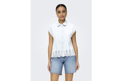 Only Onllou Life Emb S-S Πουκάμισο Αμάνικο Γυναικείο (15342569 BRIGHT WHITE)