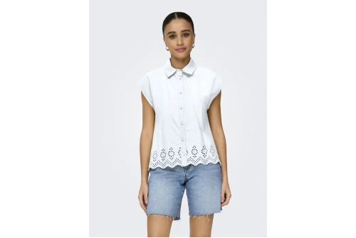 Only Onllou Life Emb S-S Πουκάμισο Αμάνικο Γυναικείο (15342569 BRIGHT WHITE)
