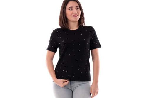 Only Onlglobe Life S-S O-Neck T-Shirt Γυναικείο (15342984 BLACK-GUNM-TRANS)