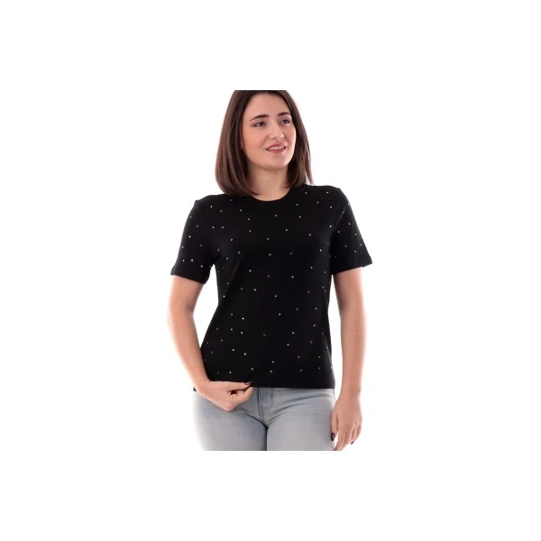 Only Onlglobe Life S-S O-Neck T-Shirt Γυναικείο (15342984 BLACK-GUNM-TRANS)