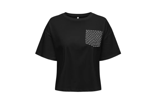 Only Onlterza S-S Top Box T-Shirt Γυναικείο (15343834 BLACK-STUDS POCK)