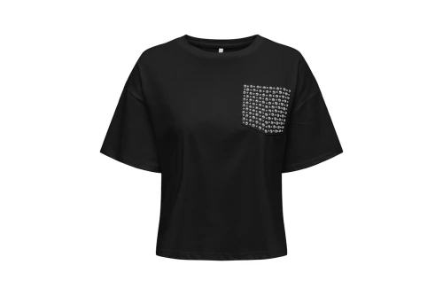 Only Onlterza S-S Top Box T-Shirt Γυναικείο (15343834 BLACK-STUDS POCK)