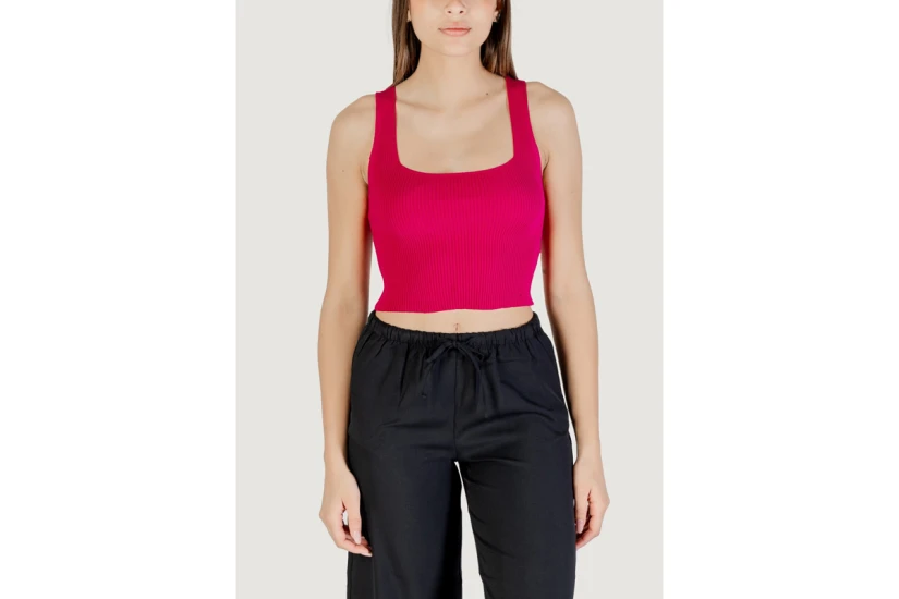 Only Tatianna Γυναικεία Αμάνικη Cropped Μπλούζα Φούξια
