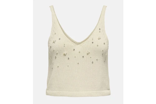 Only Onlcolette Knt Μπλούζα Αμάνικη Γυναικεία (15344411 ECRU-WHITE PEAR)