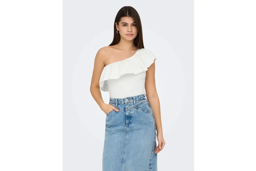 Only One Shoulder Γυναικεία Αμάνικη Μπλούζα Λευκή