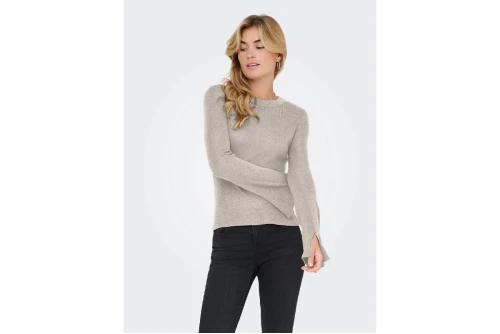Only Onltara Rib Μπλούζα Με Λαιμόκοψη Γυναικεία (15350696 PUMICE STONE-MELANGE)