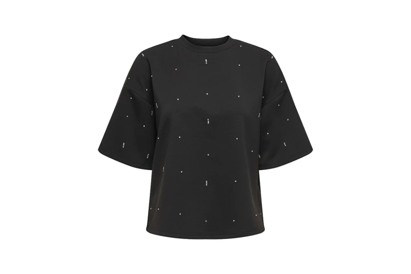 Only Edel Sparkle Γυναικείο Κοντομάνικο T-Shirt Μαύρο