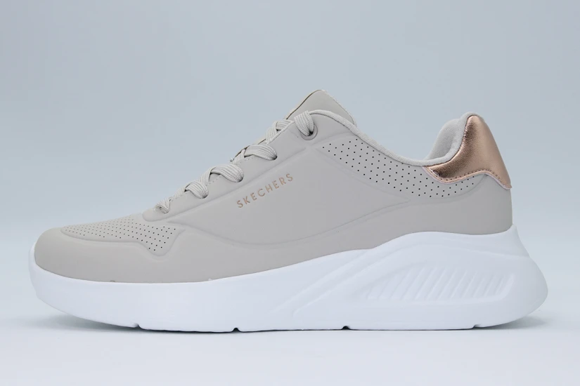 Skechers Uno Lite - Shimmer Along Sneakers Μπεζ, Μπρονζέ, Λευκά