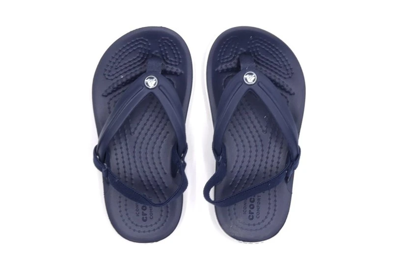 Crocs Crocband Strap Flip Βρεφικές Σαγιονάρες Μπλε Σκούρο, Λευκές