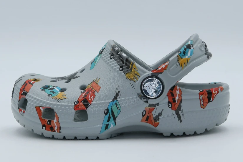 Crocs Toddler Classic Race Cars Graphic Βρεφικά Σαμπό Γκρι