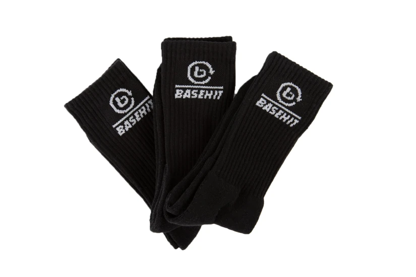 Basehit Unisex Κάλτσες μέχρι τη Γάμπα Μαύρες 3 Ζευγάρια