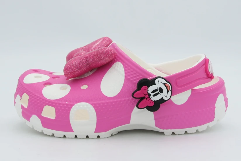 Crocs Minnie Mouse Classic Βρεφικά Ανατομικά Σαμπό Φούξια, Λευκά