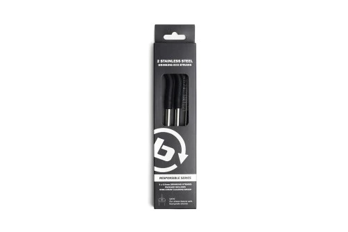Basehit 2 Stainless Steel Drinking Eco Straws Καλαμάκια (222.BU99.19 BLACK)
