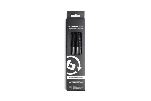 Basehit 2 Stainless Steel Drinking Eco Straws Καλαμάκια (222.BU99.19 BLACK)
