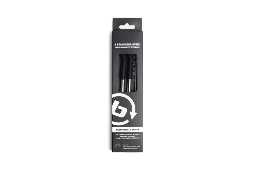 Basehit 2 Stainless Steel Drinking Eco Straws Καλαμάκια (222.BU99.19 BLACK)
