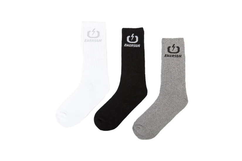 Emerson Unisex Ψηλές Κάλτσες Μαύρες, Λευκές, Γκρι 3 Ζεύγη
