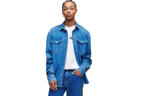 Karl Lagerfeld Relaxed Logo Denim Shirt Πουκάμισο Μακρυμάνικο Ανδρικό (235D1600 J151)