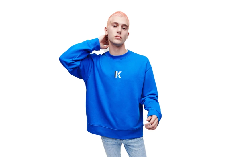 Karl Lagerfeld Relaxed Seamed Sweat Ανδρική Μακρυμάνικη Μπλούζα Μπλε
