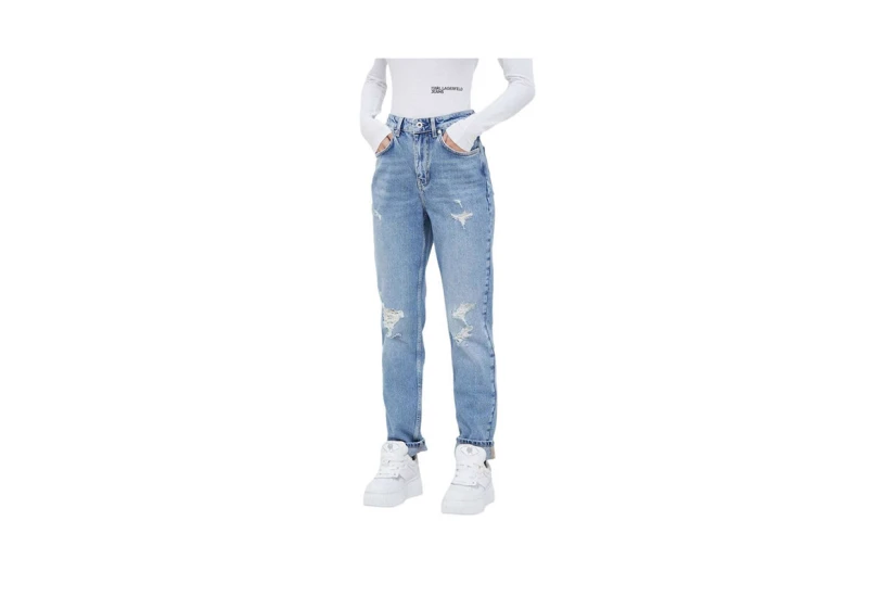 Karl Lagerfeld Tapered Γυναικείο Ψηλόμεσο Τζιν Παντελόνι Μπλε
