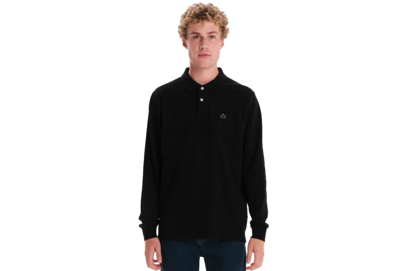 Emerson Piquet Ανδρικό Μακρυμάνικο Polo T-Shirt Μαύρο