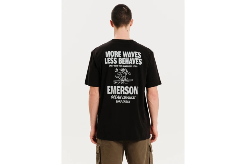 Emerson MORE WAVES LESS BEHAVES Ανδρικό Κοντομάνικο T-Shirt Μαύρο