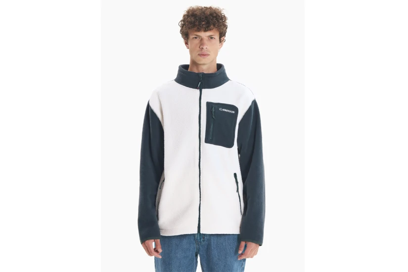 Emerson Ανδρική Ζακέτα Fleece Λευκή, Κυπαρισσί