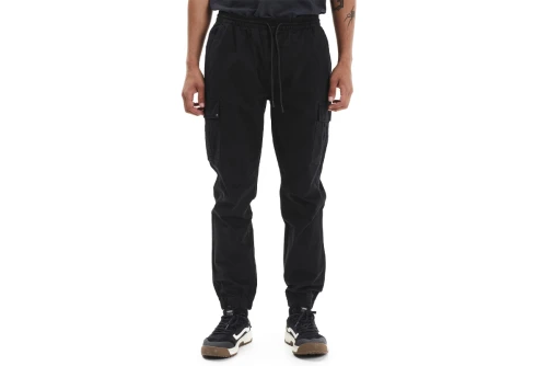 Emerson Elasticated Waist Cuffed Παντελόνι Cargo Ανδρικό (252.EM42.07 BLACK)