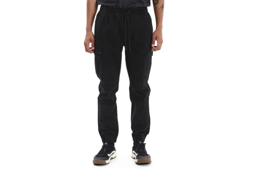 Emerson Elasticated Waist Cuffed Παντελόνι Cargo Ανδρικό (252.EM42.07 BLACK)
