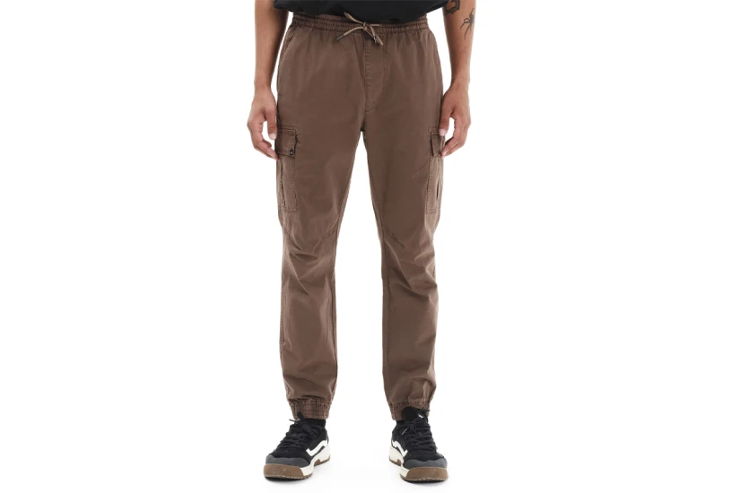 Emerson Elasticated Waist Cuffed Ανδρικό Παντελόνι Cargo Καφέ