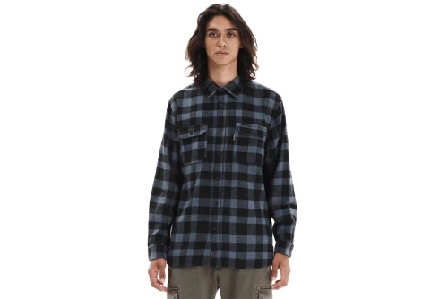 Emerson Button Down Flannel Πουκάμισο Μακρυμάνικο Ανδρικό (252.EM60.10 STONE BLUE-BLACK)
