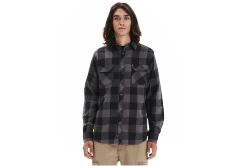 Emerson Checkered Button Down Flannel Πουκάμισο Μακρυμάνικο Ανδρικό (252.EM60.80 D. GREY-BLACK)