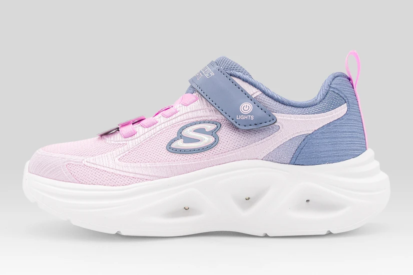 Skechers S Lights Sola Glow 2.0 Παιδικά Sneakers Λευκά, Γκρι, Μωβ