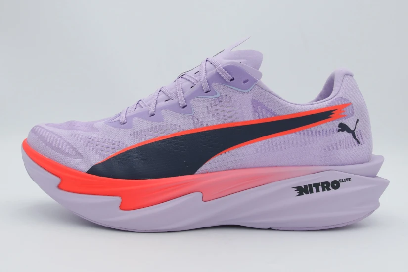 Puma Deviate Nitro Elite 4 Ανδρικά Αθλητικά Παπούτσια για Τρέξιμο Λιλά, Κοραλλί, Μαύρα