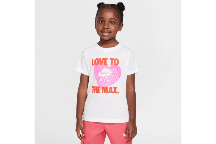 Nike Love To The Max Graphic Παιδικό T-Shirt Λευκό, Ροζ, Κοραλλί