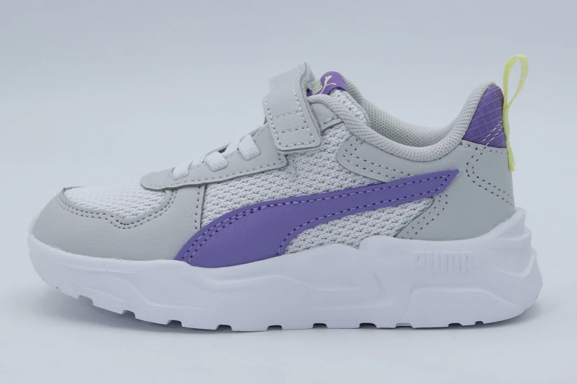 Puma Trinity Lite AC+ Βρεφικά Sneakers Γκρι Ανοιχτό, Λευκά, Μωβ